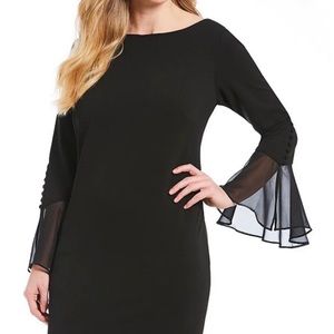 Calvin Klein Black Dress Chiffon Sleeve